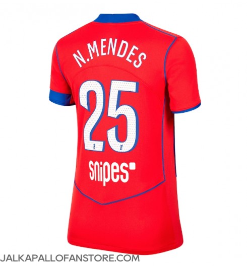 Paris Saint-Germain Nuno Mendes #25 Kolmaspaita Naisten 2025-26 Lyhythihainen Paris Saint-Germain Nuno Mendes #25 Kolmaspaita Naisten 2025-26 Lyhythihainen